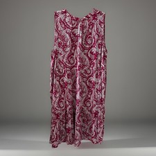 LOFT Beach Dress Womens M Burgundy White Midi Floral Paisley Boho