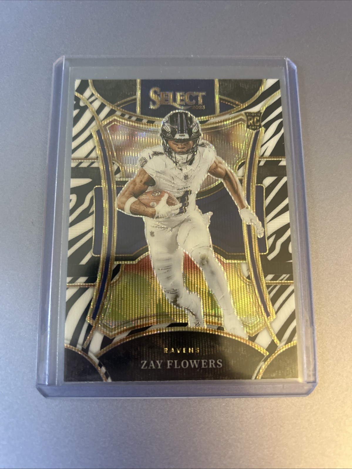 2023 Panini Select - Suite Level Zay Flowers #408 Zebra Prizm (RC)