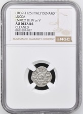(1039-1125) ITALY LUCCA ENRICO III, IV or V DENARO NGC AU DETAILS