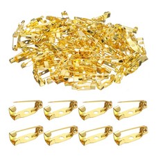 120 Pcs Safety Bar Pin 15mm Gold Brooch Clasp Pins with Hole for DIY Craft