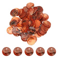 60Pcs Shell Beads for Jewelry Making, Flat Shell Coin, Orange