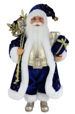 Windy Hill Collection 16 Inch Standing Blue  Gold Santa Claus Christmas Figur...