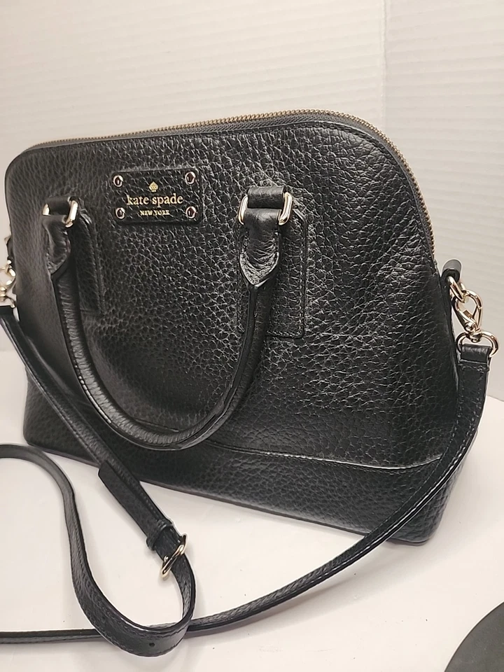 Bolso Bandolera Kate Spade Cuero Guijarro Negro Cúpula Cartera Cremallera Superior Foto 3 de 4
