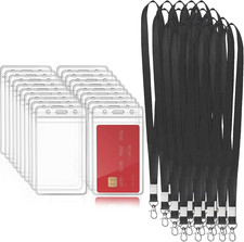 20Pcs Clear Plastic Heavy Duty Vertical Name Badge ID Card Holders,Plastic Tags