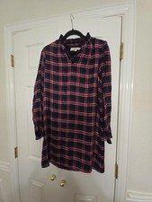 LOFT Dress Womens XS Blue Plaid Ruffle Neck Long Sleeve Shift Lined Flannel