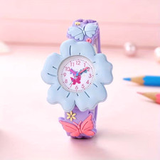 New Children's Flower Butterfly Cartoon Watch 3D Pattern PVC Soft Adhesive Gift
