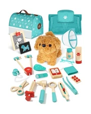 Lehoo Castle Wooden Doctor Kit for Kids, Vet Play Sets, Veterinaria... Fast Ship