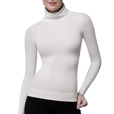 NWT $118 Spanx Classic Turtleneck Long Sleeve Shapewear White/Off-White Large