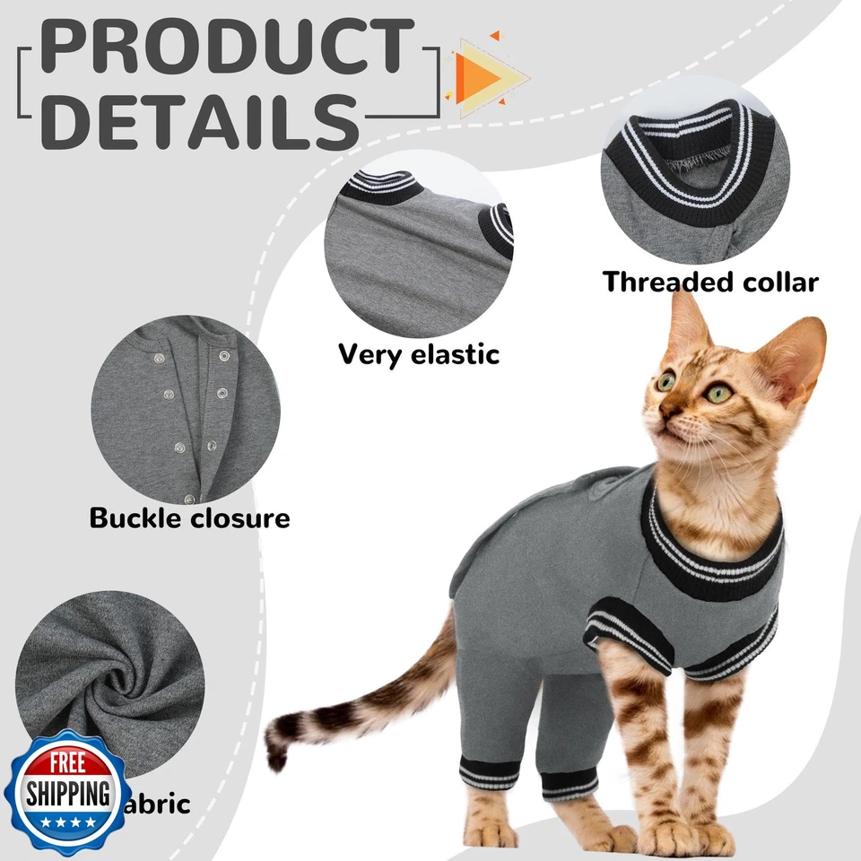 PUMYPOREITY 猫恢复套装适用于 Hind Legs,Cat Surgical Spay Su — 第 2/4 张图片