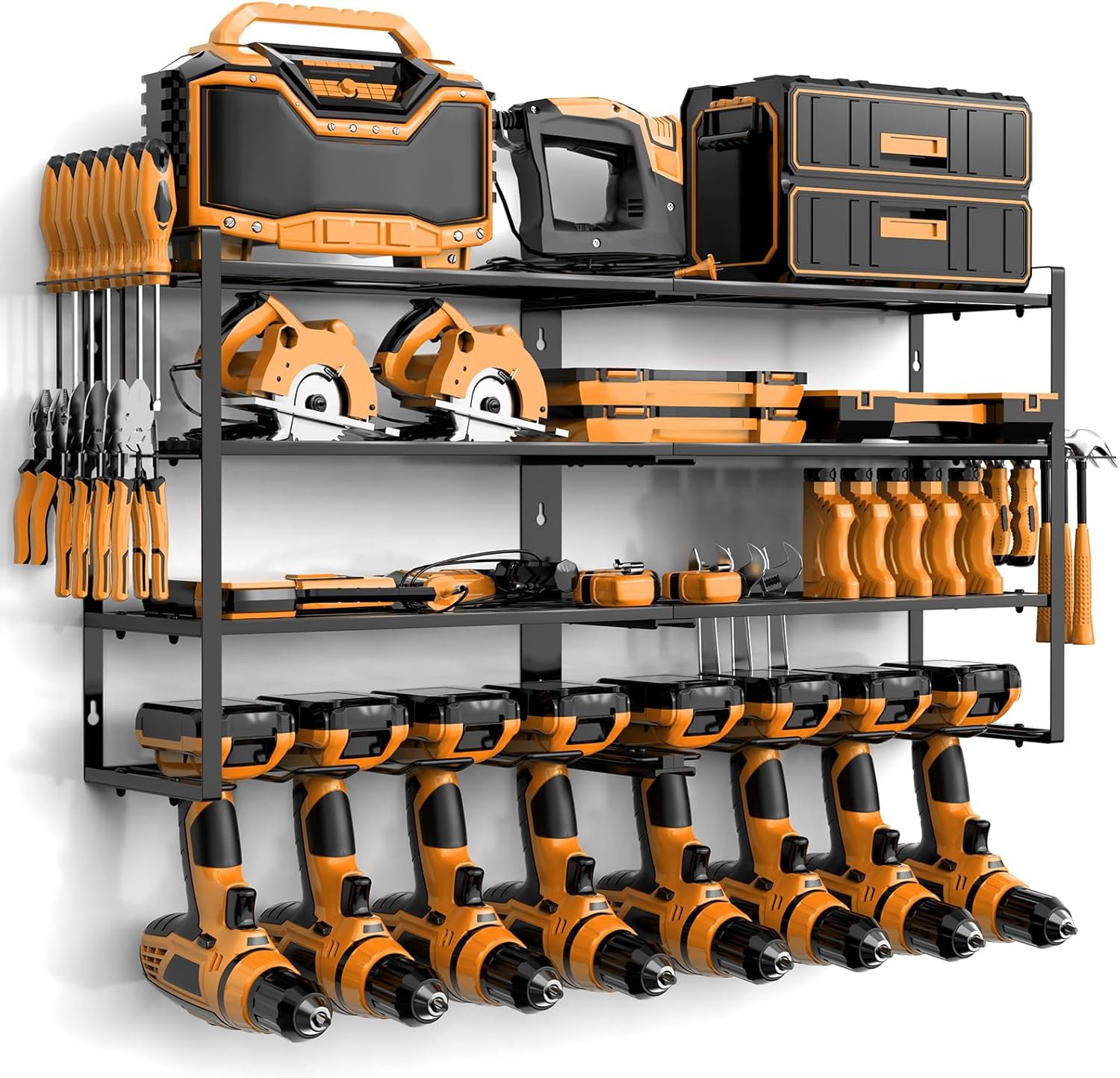 XXL 8 Drill Power Tool Organizer Storage Rack Cordless Tool Rack Holder 4 Layer