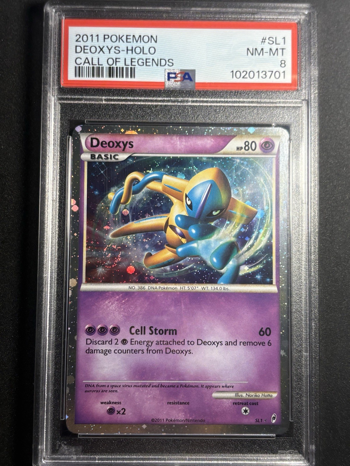 Deoxys SL1 Holo PSA 8 Call of Legends Swirled Pokemon Card