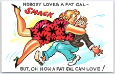 Vintage Nobody Loves a Fat Gal Comic Postcard by Tichnor Bros.