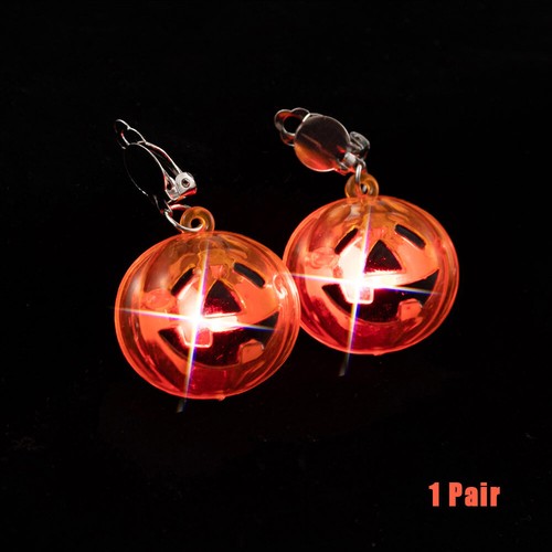 Halloween Anhänger Leuchtender Kürbis Leuchtend Baumeln Ohrclips LED Totenkopf Ohrringe - Bild 12 von 14