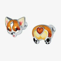 Ohrstecker Silberohrstecker Ohrringe Silber 925 Mit Emaille Hund Echtschmuck