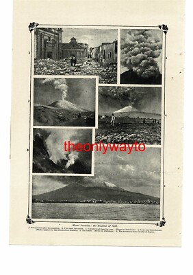 Mount Vesuvius, Italy, Eruption 1906, 6 Views, Book Illustration (Print), c1907