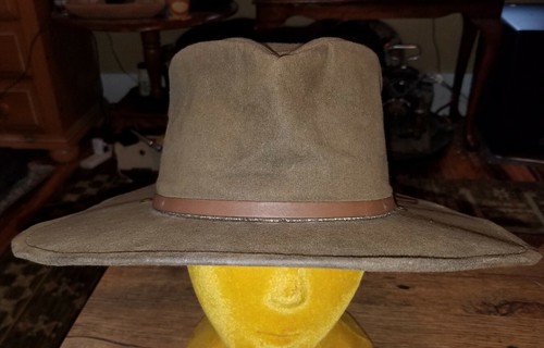 Vtg Tin Cloth Western Cowboy Packer Hat 