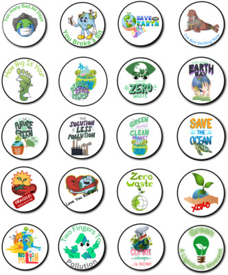 Climate Change 58mm Global Warming Activist Green Environment Recycle UK Seller