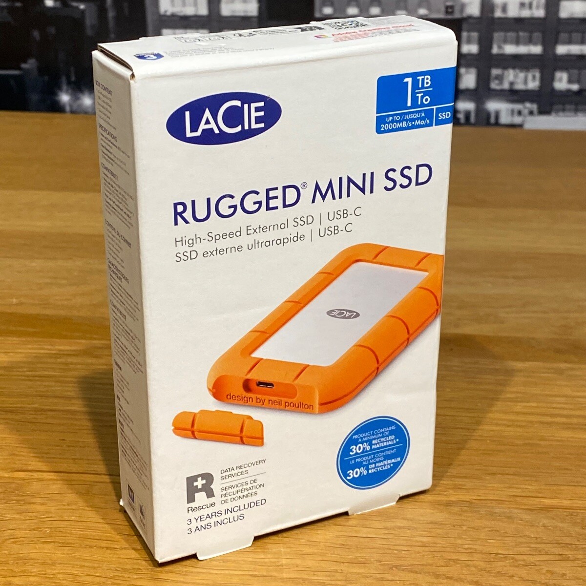 LaCie 1TB Rugged Mini External SSD USB-C Apple Mac Windows PC 100