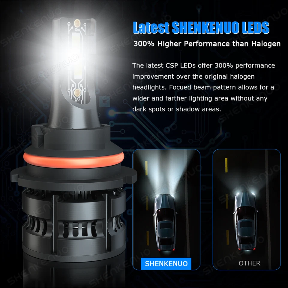 For Pontiac Grand Prix 1997-2003 6000K LED Headlight + Fog Light Bulbs Combo 4PC - Image 2 of 4
