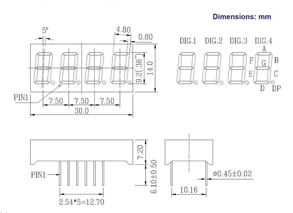 New 0.36" White LED 0.36 inch 4 Digit 7 Segment Display Common Anode / Cathode - Image 2 of 3