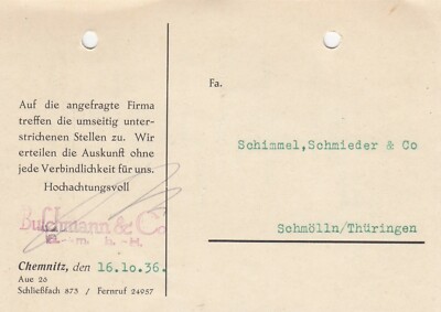 Chemnitz, Postcard 1936, Buschmann & Co. GmbH