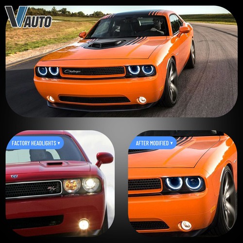 Faros de carcasa negra secuenciales VLAND para Dodge Challenger SE R/T 2008-2014 - Imagen 12 de 15