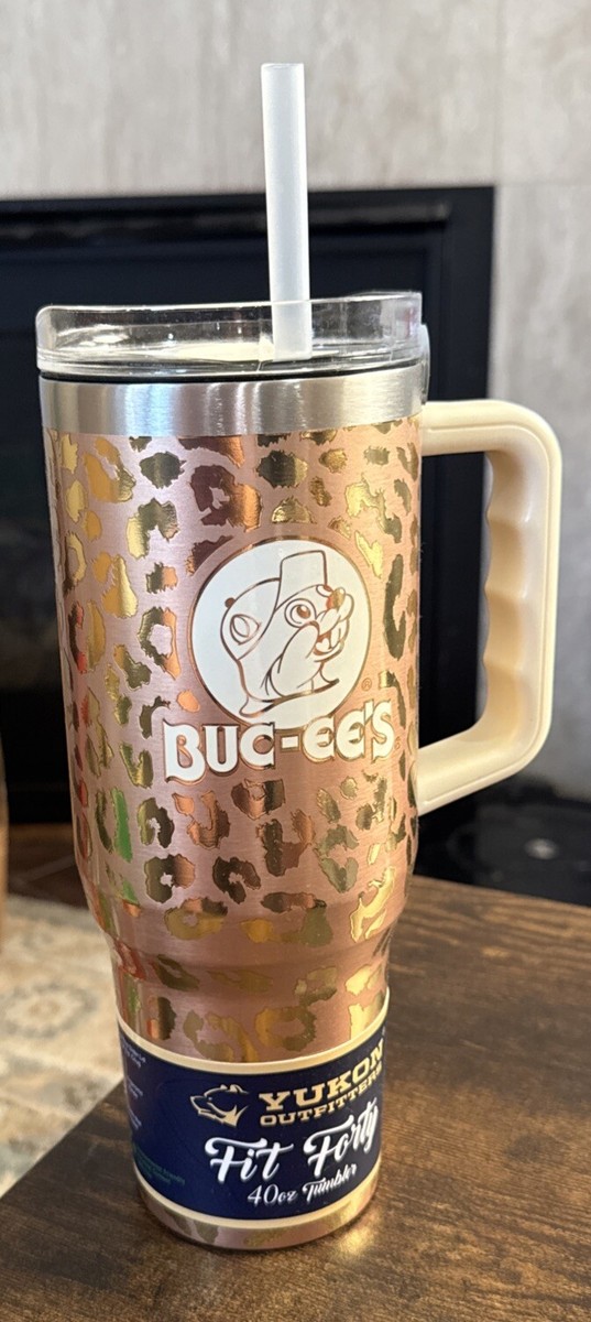 NEW Buc-ee's Yukon 40oz Gold Bronze Leopard Fit Forty Tumbler Cup