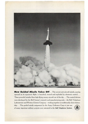 Vintage Bell System 1951 Magazine Print Ad Telephone ATT Anti Aircraft Missile
