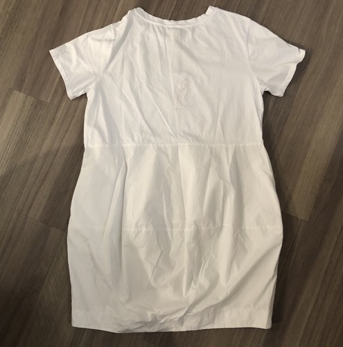 Wendy Trendy Dress Size M/L 100% Cotton White Knee Length Side Pockets Italy New - Bild 2 von 6