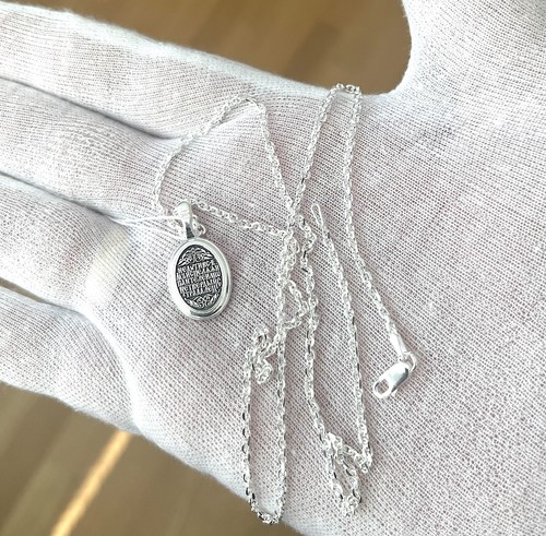 Collana con ciondolo cristiano San Panteleimon russo greco ortodosso argento 925 - Foto 3 di 4