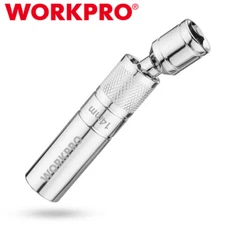 WORKPRO 14mm Magnetic Swivel Spark Plug Socket 3/8" Drive x 4" 12 PT 360° Swivel