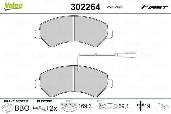 Valeo 302264 Bremsbelagsatz, Scheibenbremse FüR CitroËN Fiat Peugeot-image