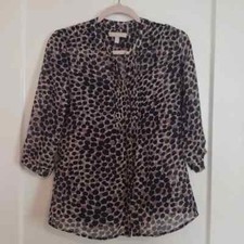 Banana Republic Multicolor Print, Sheer Button-down Blouse, XS