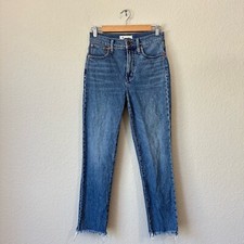 MADEWELL The Perfect Vintage Jeans Womens Sz 25 Blue Cut-Off HR Frayed Grunge