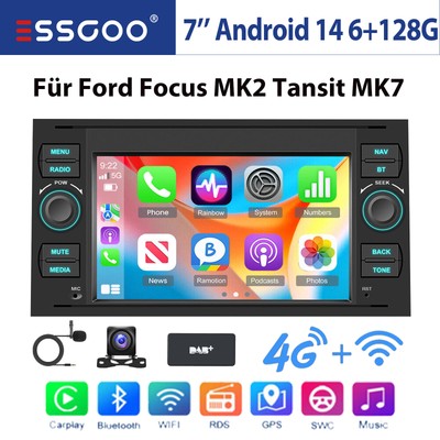 8 Kern DAB+ Autoradio 7'' Für Ford Focus II Transit MK7 C S-Max Android 14 6+128G
