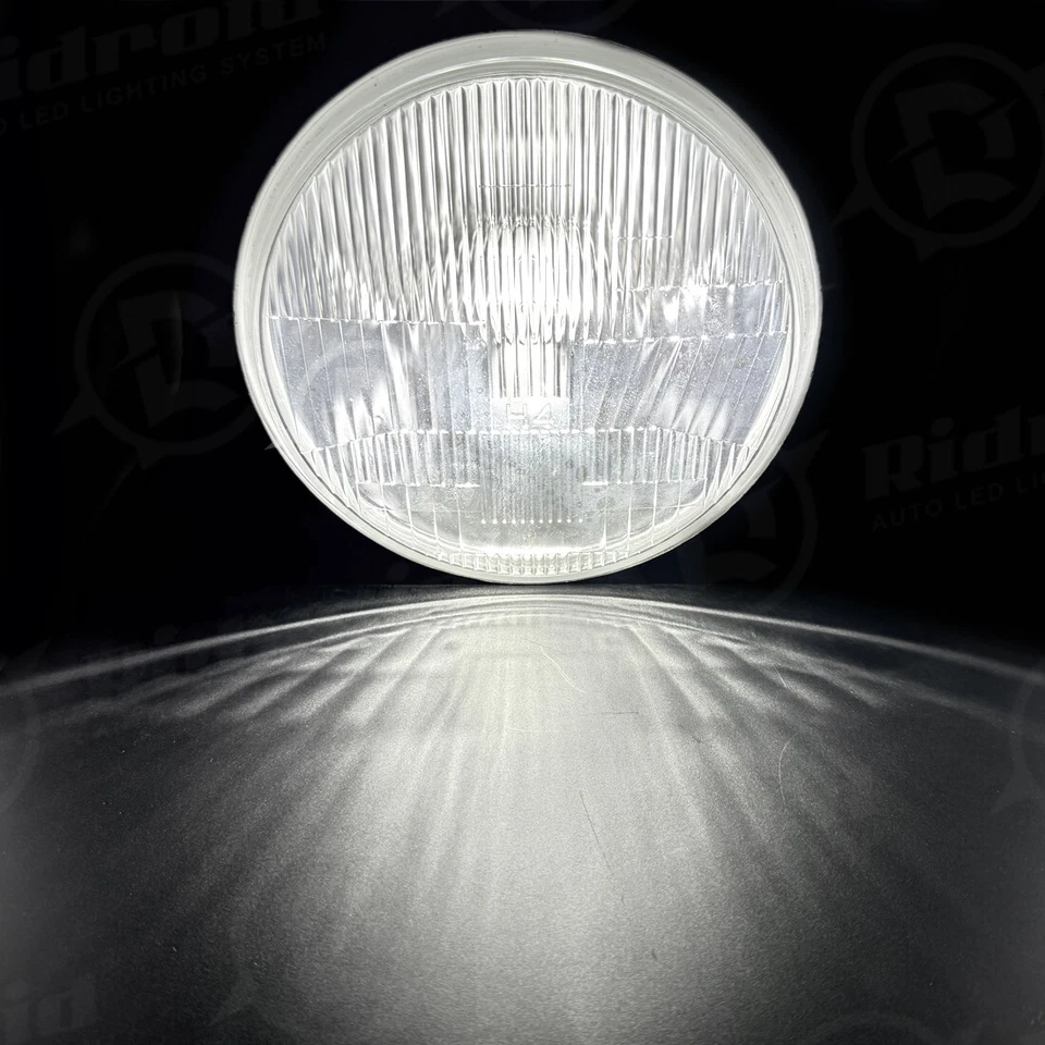 Kit de faros de conversión redondos lente transparente H6024 + bombilla LED H4 para VW Beetle 300W Foto 3 de 4