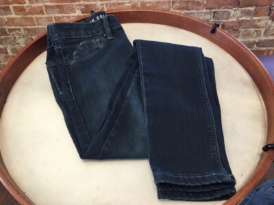 Laurie Felt Indigo Shadow Dark Blue Silky Denim Ankle Skinny Pull-On Jeans XXS