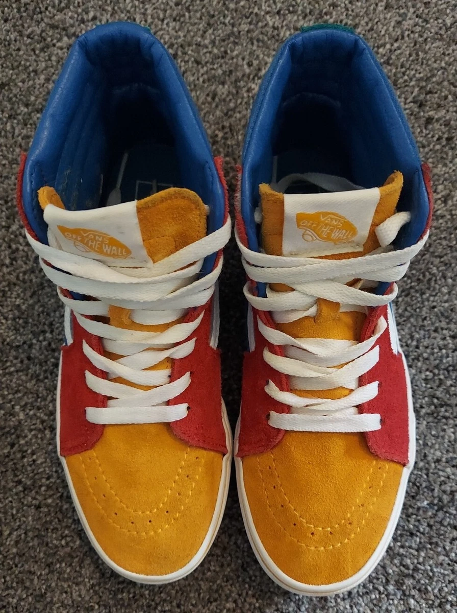 Vans Sk8 Hi Pro Classics Red Yellow Blue Green Suede Skate Shoes Kids Size 4