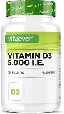 Vitamin D3 5000 I.E. Depot - 500 Tabletten - Vegetarisch