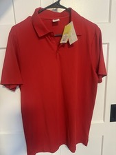 All In Motion Men's Red Textured Polo Shirt Size M Short Sleeve Collared Button