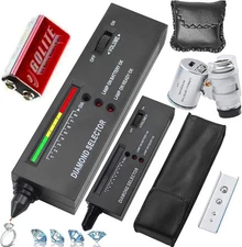 Diamond Tester Pen＋60X Mini LED Magnifying,High Tester+60X Loupe 