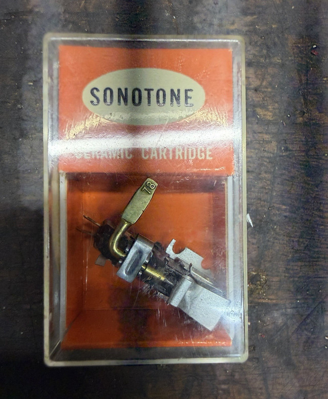 Sonotone 78 Ceramic Cartridge with Diamond Needle, Silver, Universal Compatible