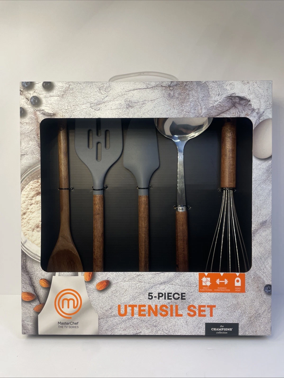 Master Chef 5-Piece Utensil Set with Wood Handles