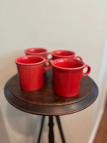 Fiestaware Red Scarlet Coffee Mug SET OF 4 Homer Laughlin Classic O Ring Handle