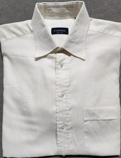 Canali Men's Shirt Long Sleeve Cream White Cotton Made in Italy 17/43