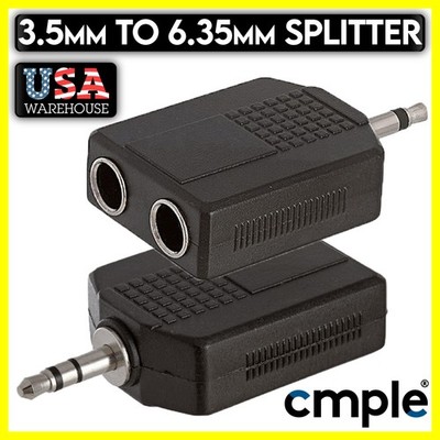 3.5mm to 2x6.35mm Converter Audio Headphone Adapter Mono/Stereo 1/4'' Y Splitter