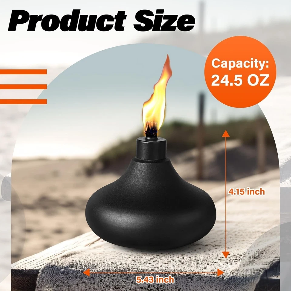 Outdoor Citronella Torches - 6 Pack Metal Table Torches - Image 4 of 4