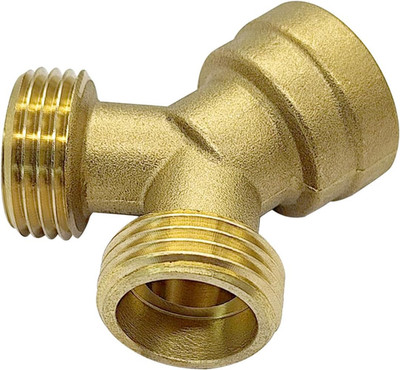 Heavy Duty Brass Garden Hose Y Connector 3/4'' Male x 3/4'' Male x 3/4'' Female ...