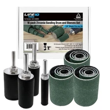 LINE10 Tools 16 Pack Zirconia Sanding Drums and Sleeves Set for Drill, 2-inch Lo