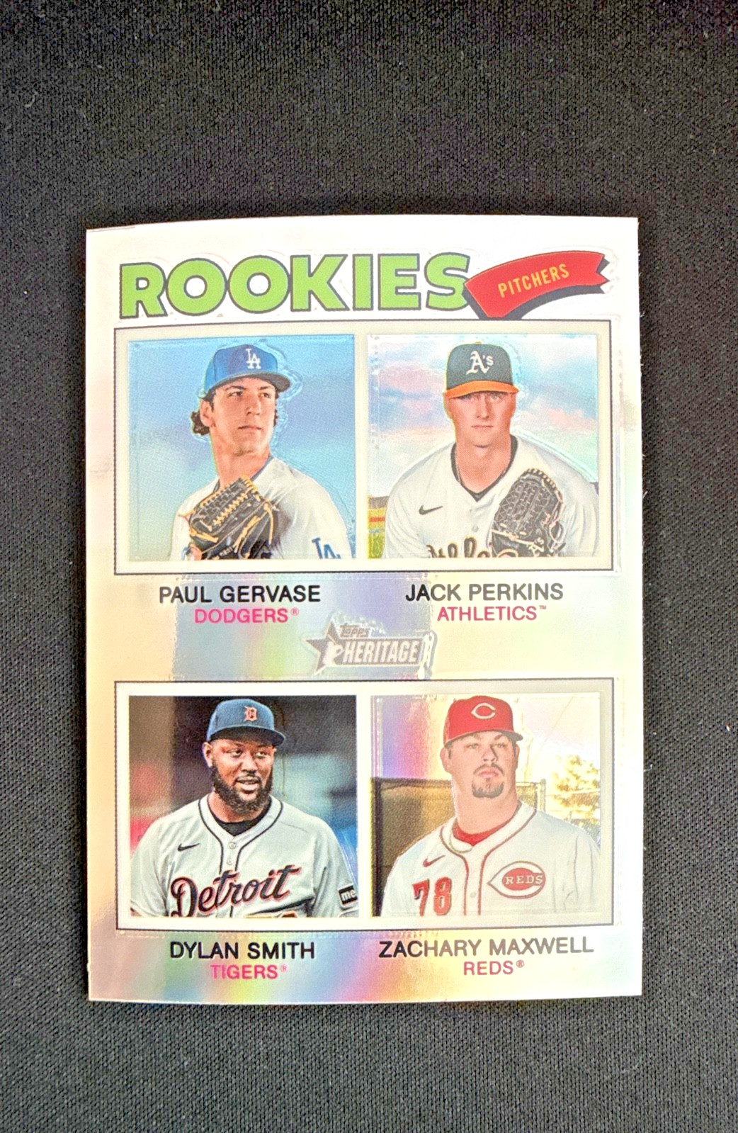 2026 Topps Heritage Quad Rookies Dylan Smith, Jack Perkins, Zachary Maxwell #375